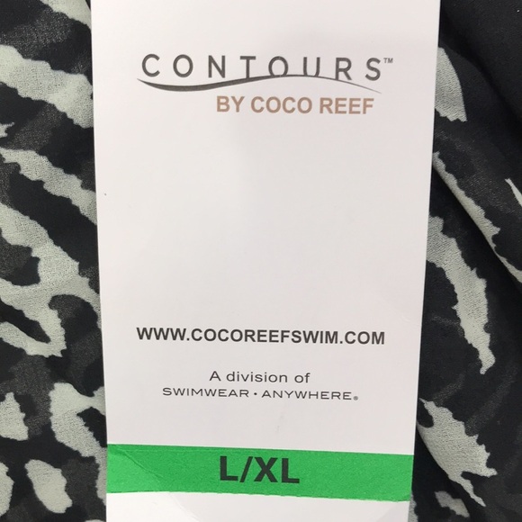 Coco Reef  Ideal Chiffon Caftan Cover Up Black & White L/XL New - Picture 3 of 8